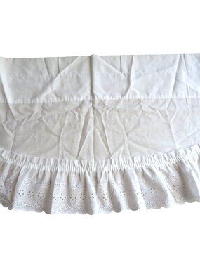 White Eyelet Lace Ruffle Valance Scalloped Hem 44" x 12" Rod Pocket NEW